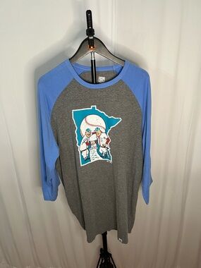 Cooperstown Majestic Baseball Tee - Gray & Blue